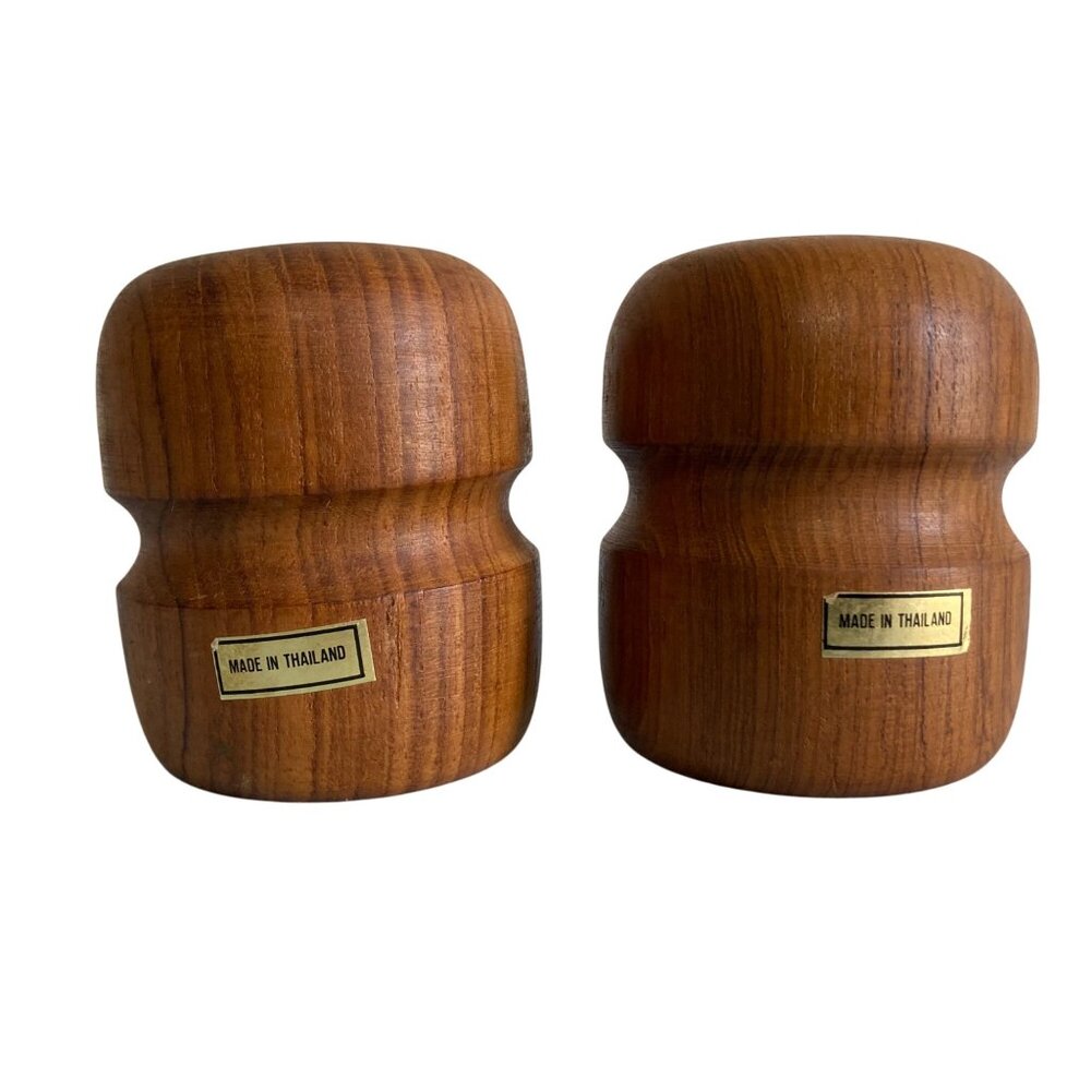Mid Century Modern MCM Teak Wood Salt & Pepper Shakers Set
